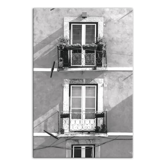 Black And White Balconies 24" x 36" Canvas Wall Art